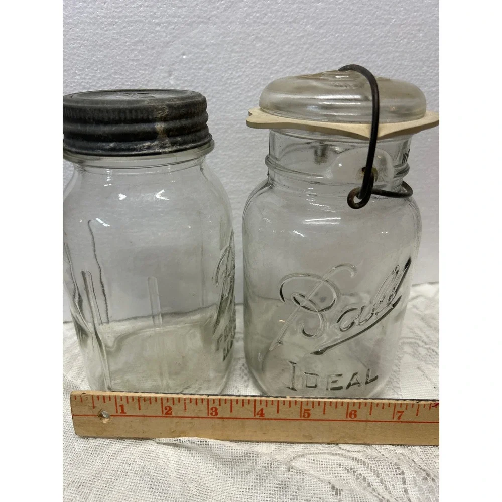 Vintage Ball Perfect Mason‎ and Ball Ideal Glass Canning Jars Set of 2 Clear